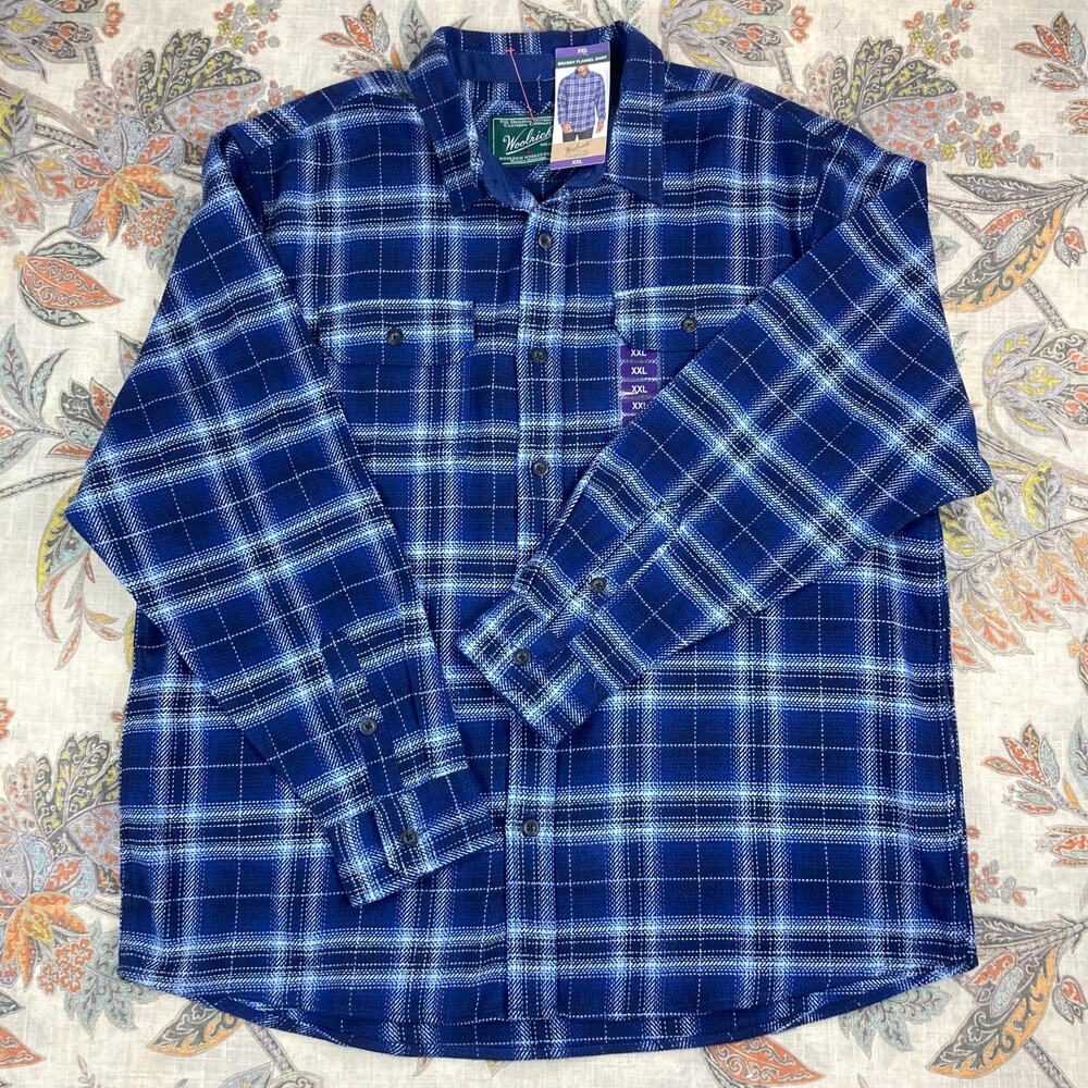 Woolrich Blue White Plaid Cotton Long Sleeve Button Shirt XXL
